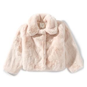 Cozy Plush Faux-Fur Pink Kids Puffer Jacket